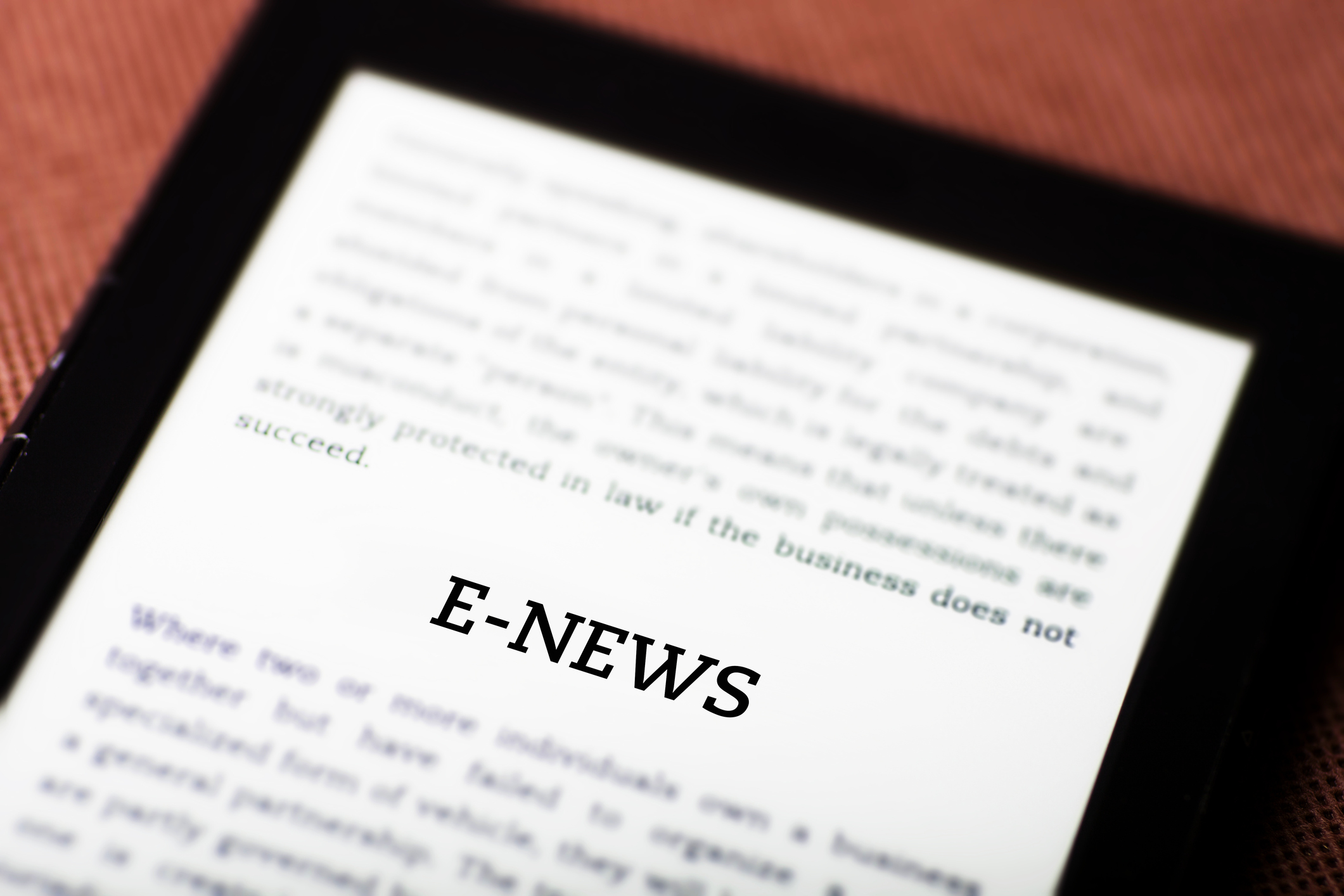 E-news on ebook, tablet pc concept